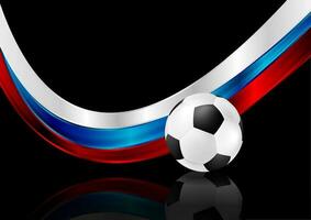 astratto nero sfondo con calcio palla e russo bandiera vettore