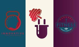 elettricità per il fitness e altro design del logo dell'icona del fitness vettore