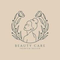 logo linea arte donne bellezza cosmetico salone e terme femminile bellezza cura botanico vettore icona simbolo minimalista design