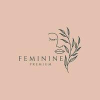 mano disegnato logo femminile bellezza floreale botanico cosmetico salone terme design vettore