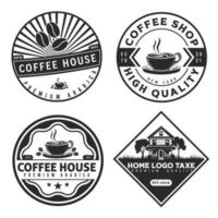 caffè negozio logo design vettore illustrazione. caffè Vintage ▾ logo design concetto per bar e ristorante emblema. caffè negozio vettore design per logo, icona, etichetta, distintivo, cartello, e simbolo.