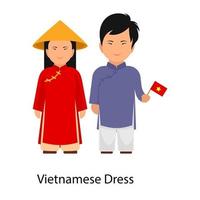 design del vestito vietnamita vettore