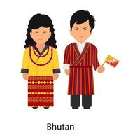 abbigliamento bhutan tradizionale vettore