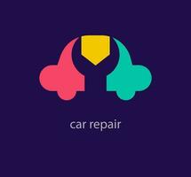creativo auto riparazione logo. unico colore transizioni. unico settore automobilistico riparazione parte logo modello. vettore