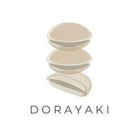 Dorayaki giapponese torta semplice cartone animato illustrazione logo vettore