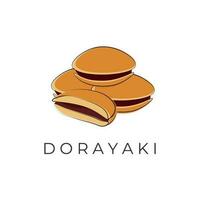 giapponese torta Dorayaki linea arte cartone animato illustrazione logo vettore