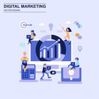 Concetto di design piatto di marketing digitale vettore