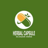 erbaceo capsula farmacia logo vettore illustrazione