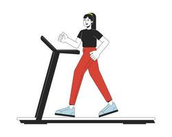 ragazza correre su routine piatto linea colore vettore carattere. modificabile schema pieno corpo sportivi su bianca. sport nel Palestra semplice cartone animato individuare illustrazione per ragnatela grafico design