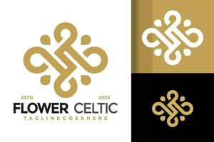 lettera S fiore celtico monogramma logo vettore icona illustrazione