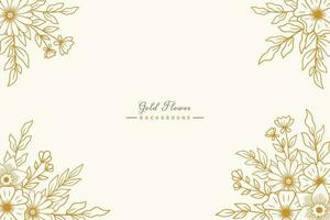 bellissimo mano disegnato oro fiori e le foglie su bianca sfondo per nozze inviti o Fidanzamento o saluto carta vettore