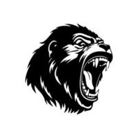 travolgente mano disegnato gorilla logo disegno, con grassetto Linee e feroce espressione, che rappresentano resilienza, determinazione, e primordiale istinti vettore