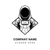 raggiungere per il stelle con nostro astronauta a tema logo design. incarnando avventura, curiosità, e il spirito di esplorazione vettore