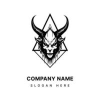 Baphomet testa illustrazione logo design vettore