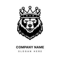 orso indossare un' corona mano disegnato logo design illustrazione vettore