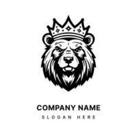 orso indossare un' corona mano disegnato logo design illustrazione vettore