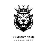 orso indossare un' corona mano disegnato logo design illustrazione vettore