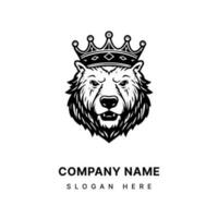 orso indossare un' corona mano disegnato logo design illustrazione vettore