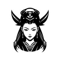 giapponese geisha ragazza mano disegnato logo design illustrazione vettore