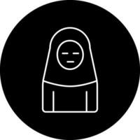 islamico donna icona nel nero e bianca colore. vettore
