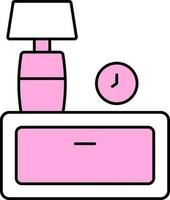 rosa e bianca tavolo lampada su cassetto icona. vettore