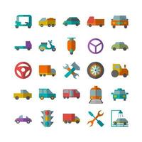 set di icone dell'automobile vettore piatto per sito Web presentazione di app mobili social media adatti per l'interfaccia utente e l'esperienza utente