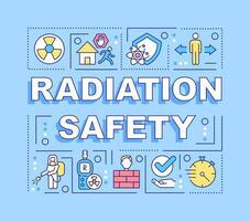 radiazione sicurezza parola concetti blu striscione. emergenza Azioni. infografica con modificabile icone su colore sfondo. isolato tipografia. vettore illustrazione con testo