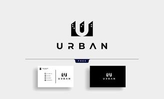 lettera u edificio urbano logo disegno vettoriale illustrazione