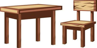 di legno tavolo e sedia su bianca sfondo vettore illustartion design