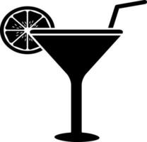 glifo icona di cocktail o bevanda bicchiere. vettore