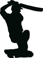 silhouette cricket giocatore battitore. vettore