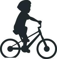 silhouette di poco ragazzo equitazione bicicletta. vettore