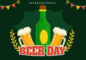 internazionale birra giorno vettore illustrazione con Saluti birre celebrazione nel piatto cartone animato mano disegnato atterraggio pagina sfondo modelli