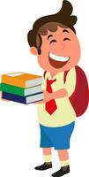 cartone animato ragazzo nel scuola uniforme con libro e Borsa. vettore