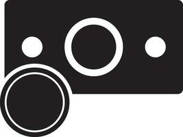 piatto stile illustrazione di un' telecamera nel nero e bianca colore. glifo icona o simbolo. vettore