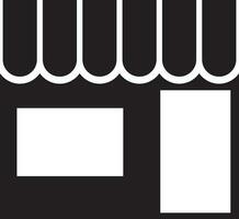 nero e bianca negozio memorizzare nel piatto stile. glifo icona o simbolo. vettore