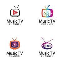 modello di progettazione del logo di musica tv vettore