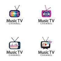 modello di progettazione del logo di musica tv vettore