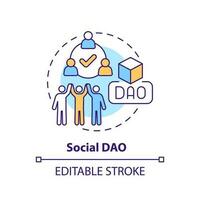 sociale dao concetto icona. Comunità. decentralizzato autonomo organizzazioni genere astratto idea magro linea illustrazione. isolato schema disegno. modificabile ictus vettore