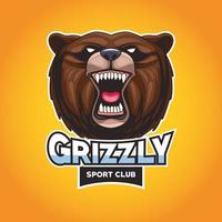 orso grizzly animale carattere testa selvaggia con scritte vettore