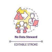 no dati steward concetto icona. informazione amministratore. Banca dati responsabilità astratto idea magro linea illustrazione. isolato schema disegno. modificabile ictus vettore