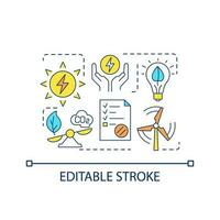 acquisto verde elettricità concetto icona. sostenibile azienda. rinnovabile energia a casa astratto idea magro linea illustrazione. isolato schema disegno. modificabile ictus vettore