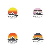 vettore del modello di concetto di design del logo del sole di montagna
