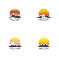 vettore del modello di concetto di design del logo del sole di montagna