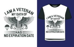 americano veterano maglietta design vettore