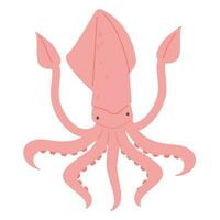 mare vita illustrazione. semplice disegnato a mano calamaro. vettore