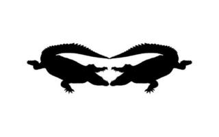 paio di il coccodrillo o alligatore silhouette per arte illustrazione, pittogramma, logo genere, sito web o grafico design elemento. vettore illustrazione