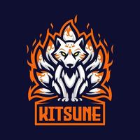 stile di illustrazione della mascotte del gatto kitsune vettore