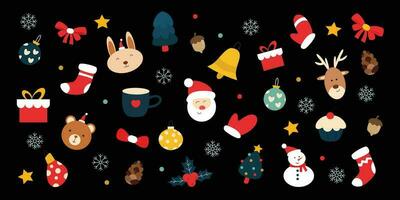 impostato di carino Natale giorno illustrazione ornamento vettore