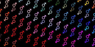 sfondo vettoriale multicolore scuro con simboli di donna